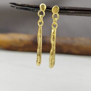 Gold earrings. 14 karat yellow gold earrings. Beautiful gold handmade earrings.